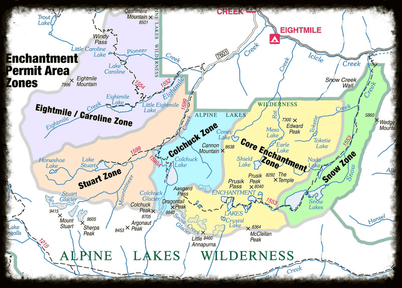 graphic of a map of the alpine lakes wilderness