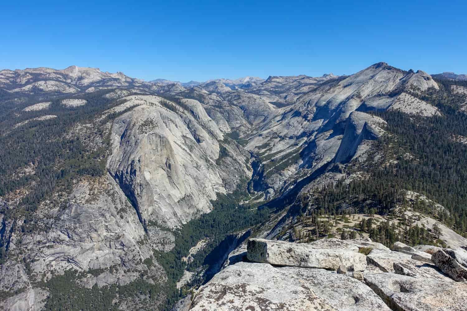 view of yosemite valley on the half dome trail