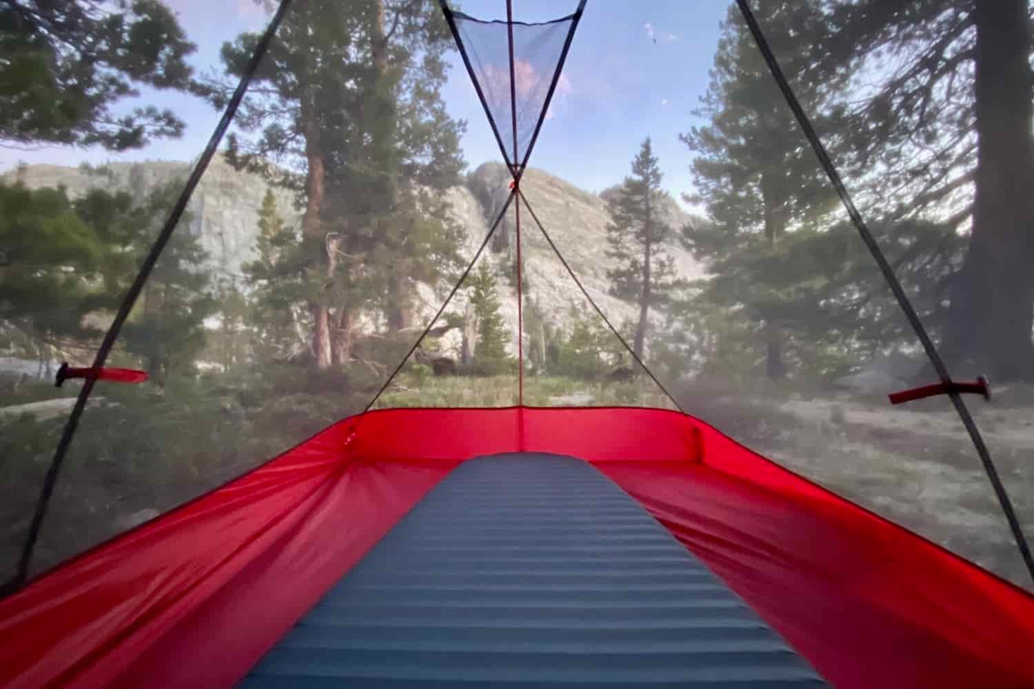 a view of a valley in yosemite from inside the msr freelite tent