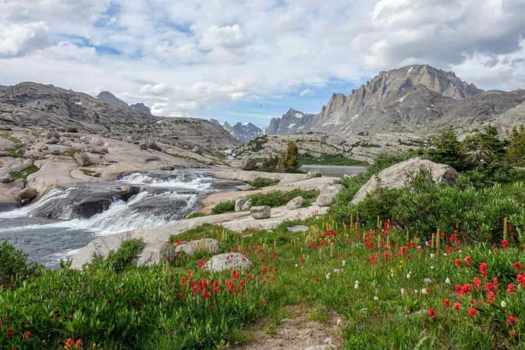 a river rushing from a mountain 