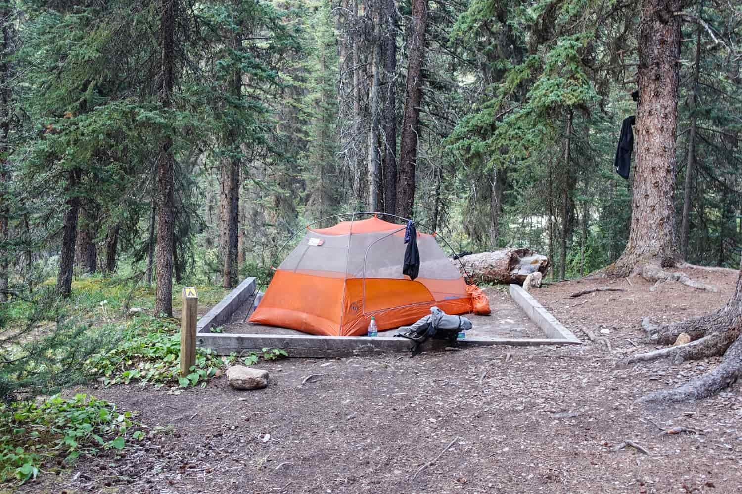 campsite along the sawback trail in banff national park