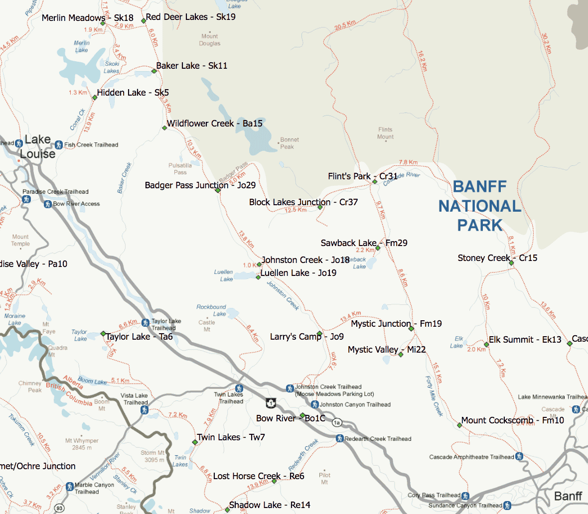 map graphic of sawback trail and surrounding area