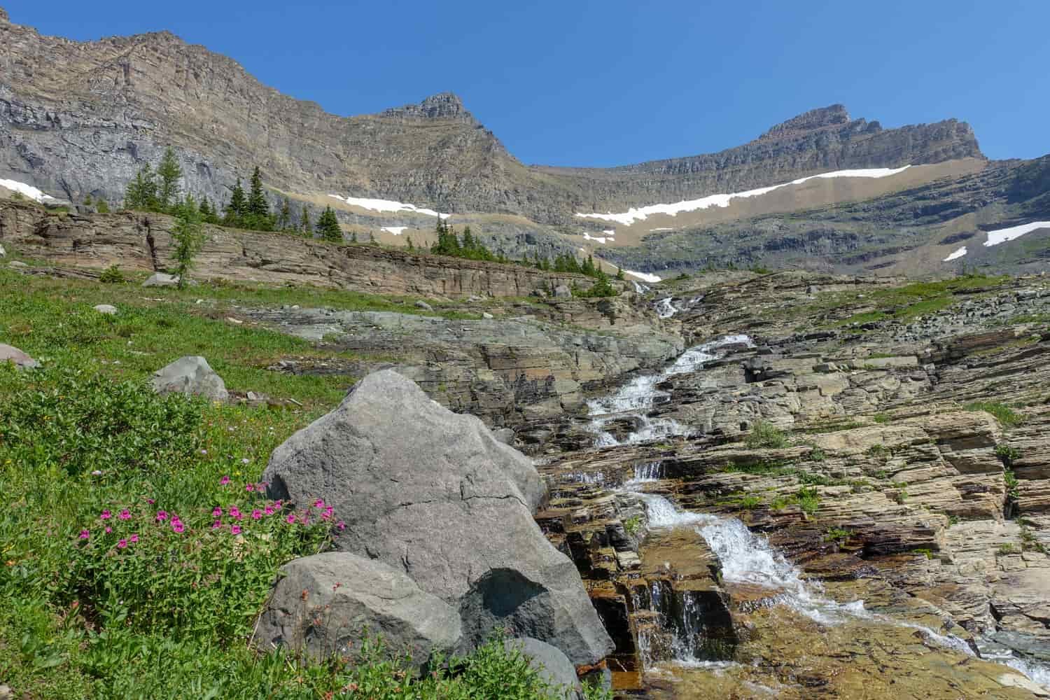 high alpine stream in glacier national park