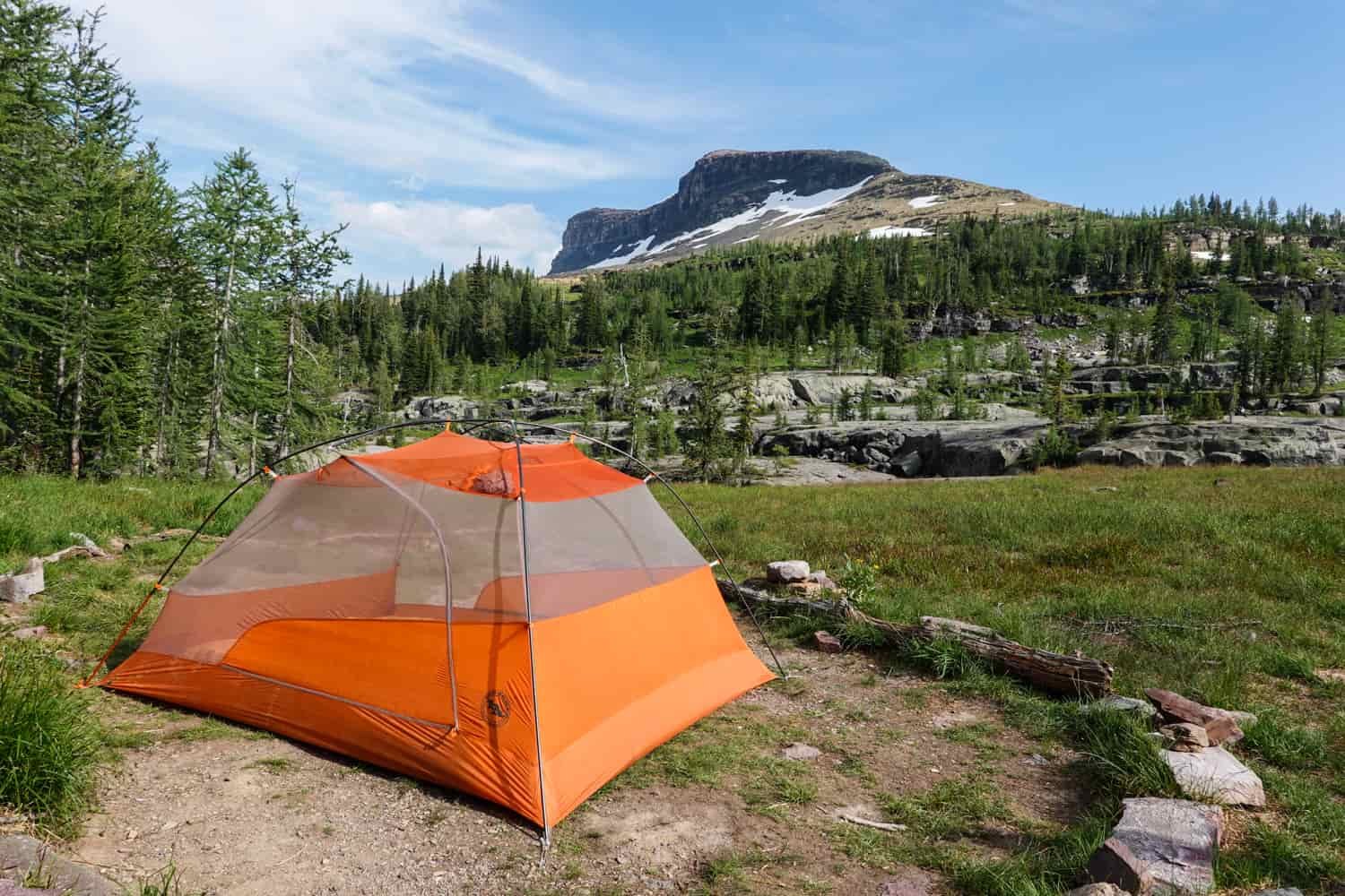 tent pitched in glacier national park
