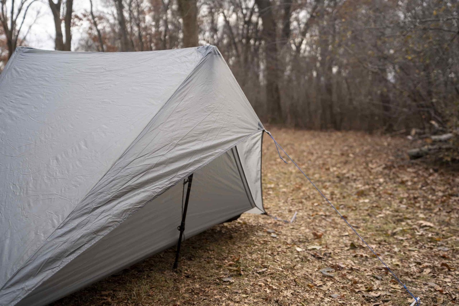 a view of a one person tent with a half vestibule
