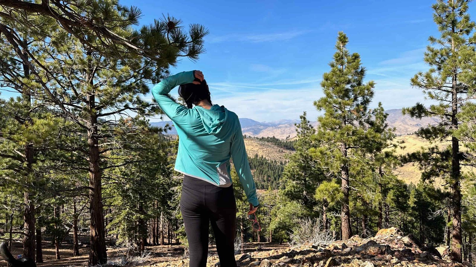 hiker looking out at vista