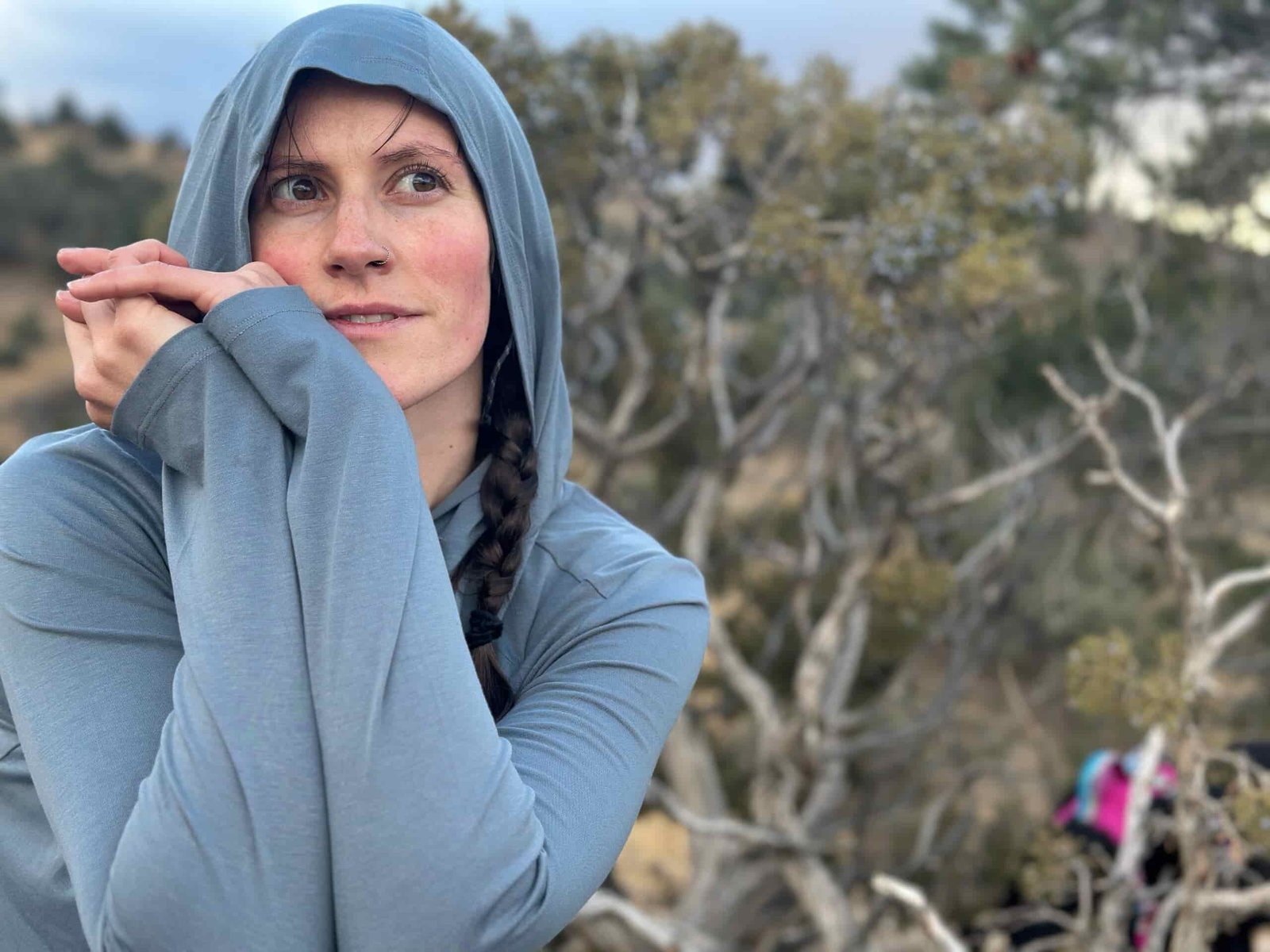 woman hiking in high desert