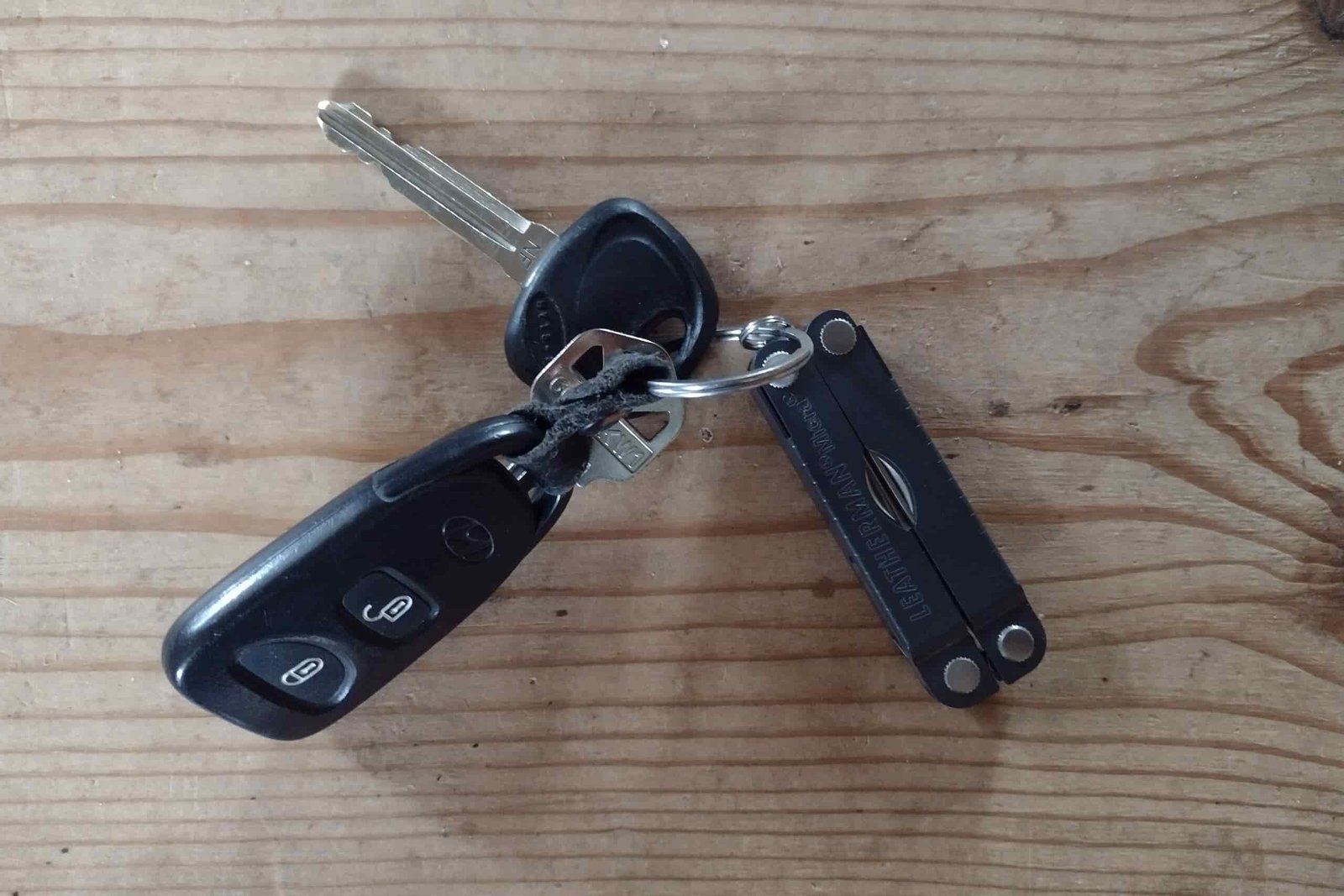 The Leatherman Micra attached to a keychain.