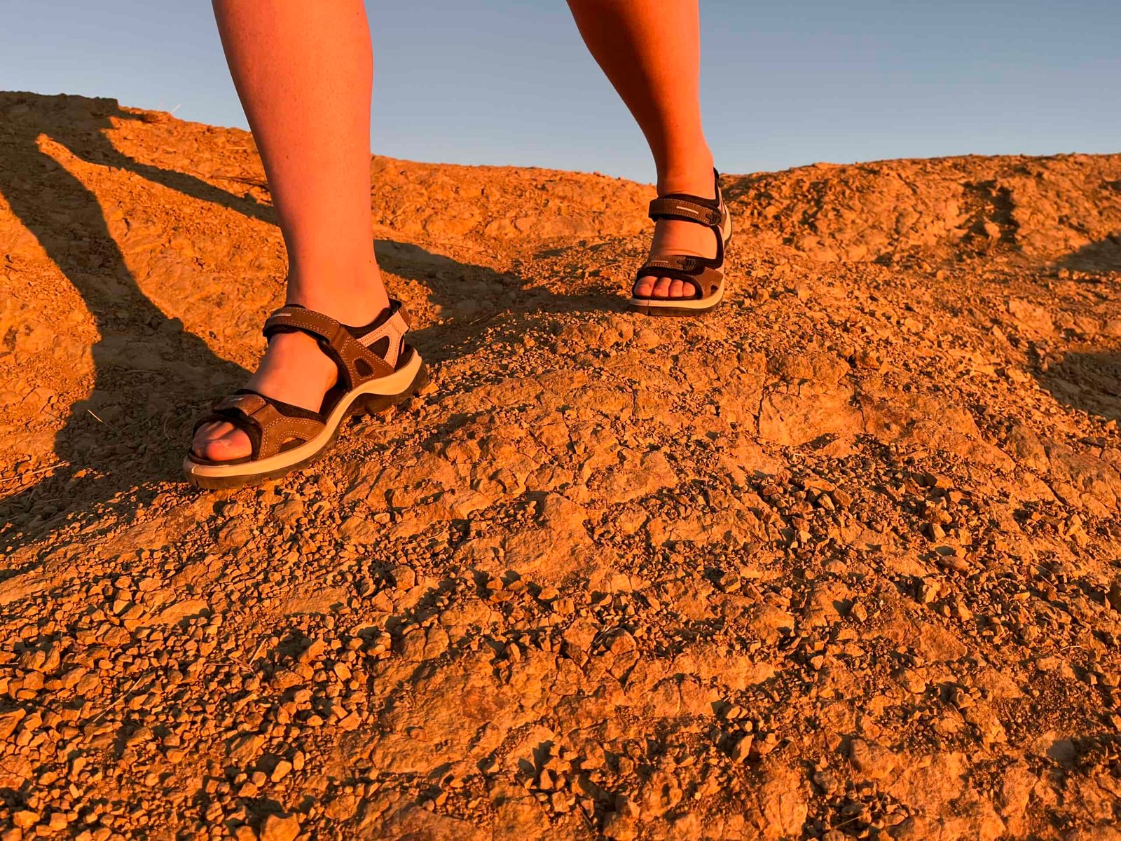 Our tester wearing the Ecco Yucatan sandals on a hike.