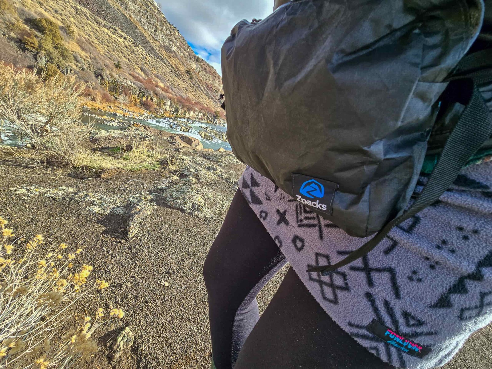 close up of a woman wearing a zpacks fupa fanny pack