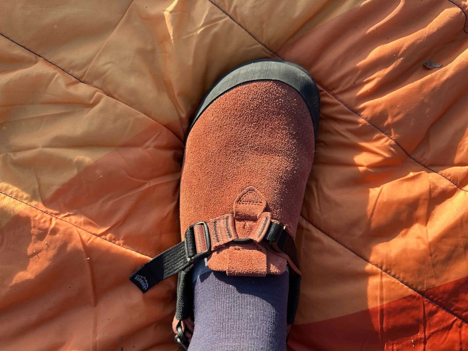 showing off the Bedrock Mountain Clog