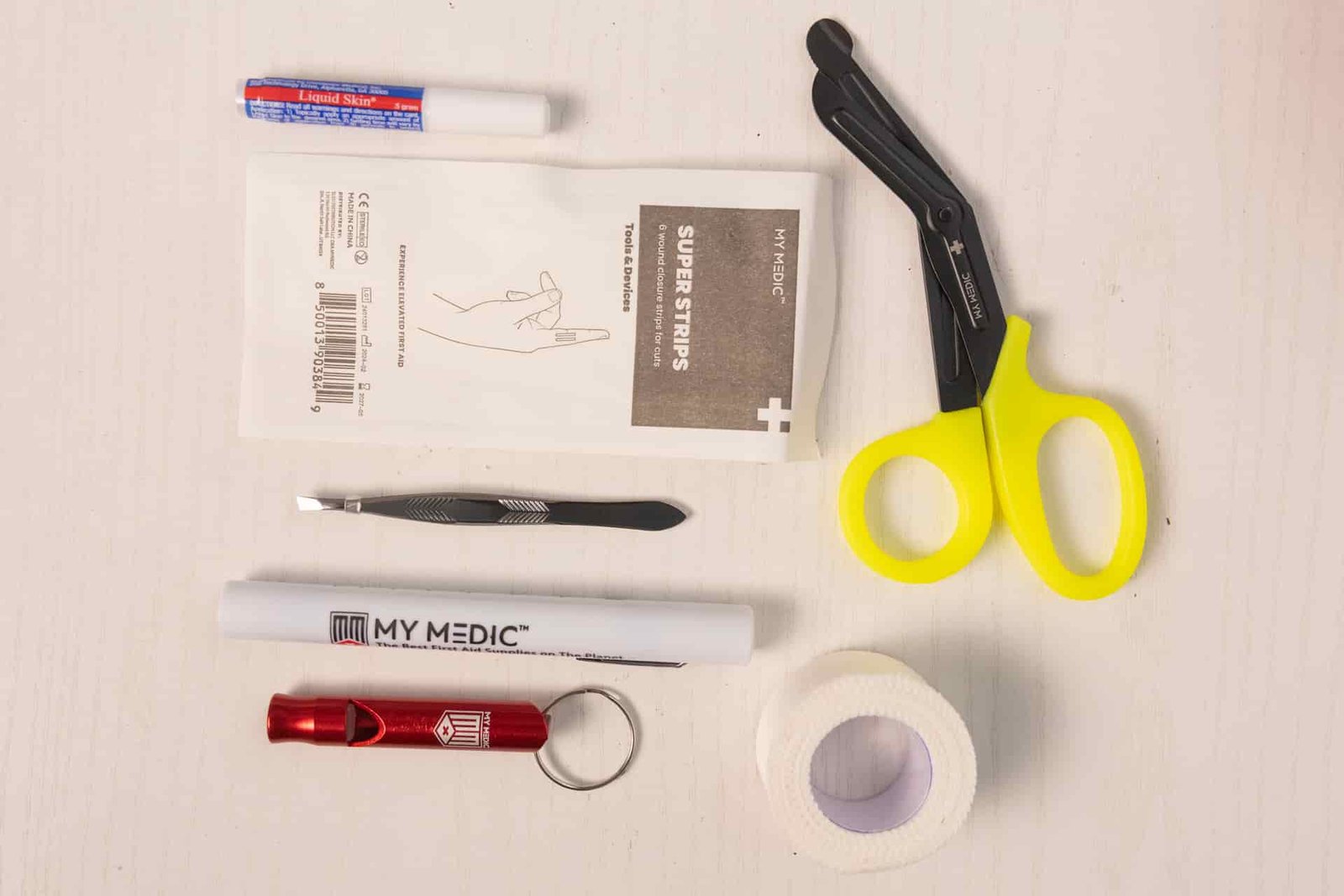 Some of the supplies inside the My Medic MyFAK Mini.