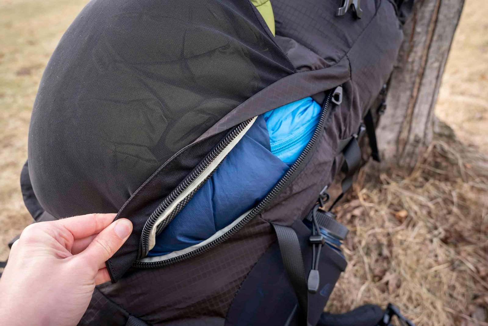 side zipper access on backpack