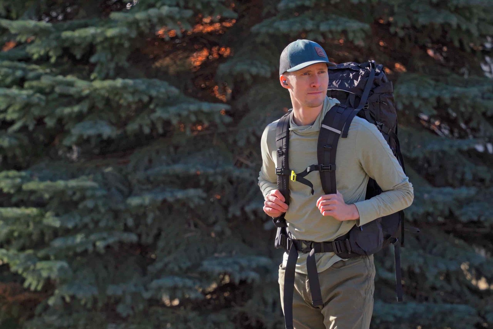 a man wearing a black backpack