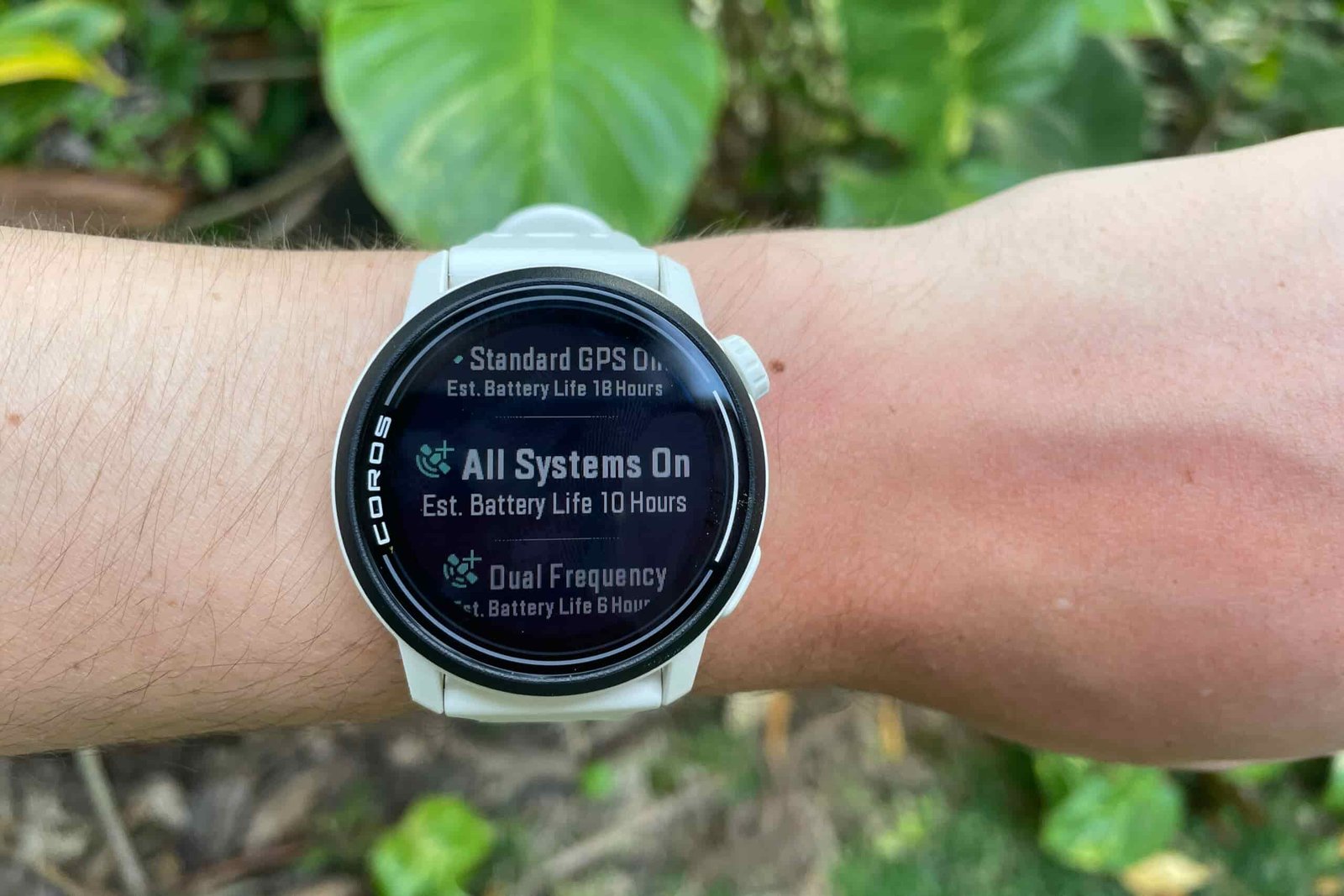 A closeup of the GPS settings of a watch.