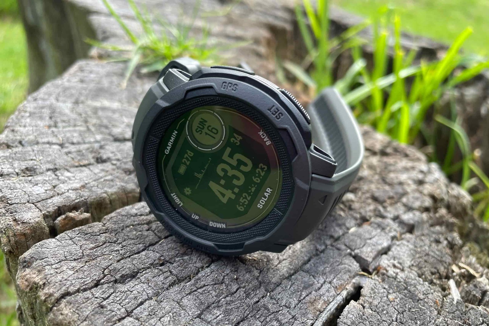 A closeup of the display of a GPS watch.