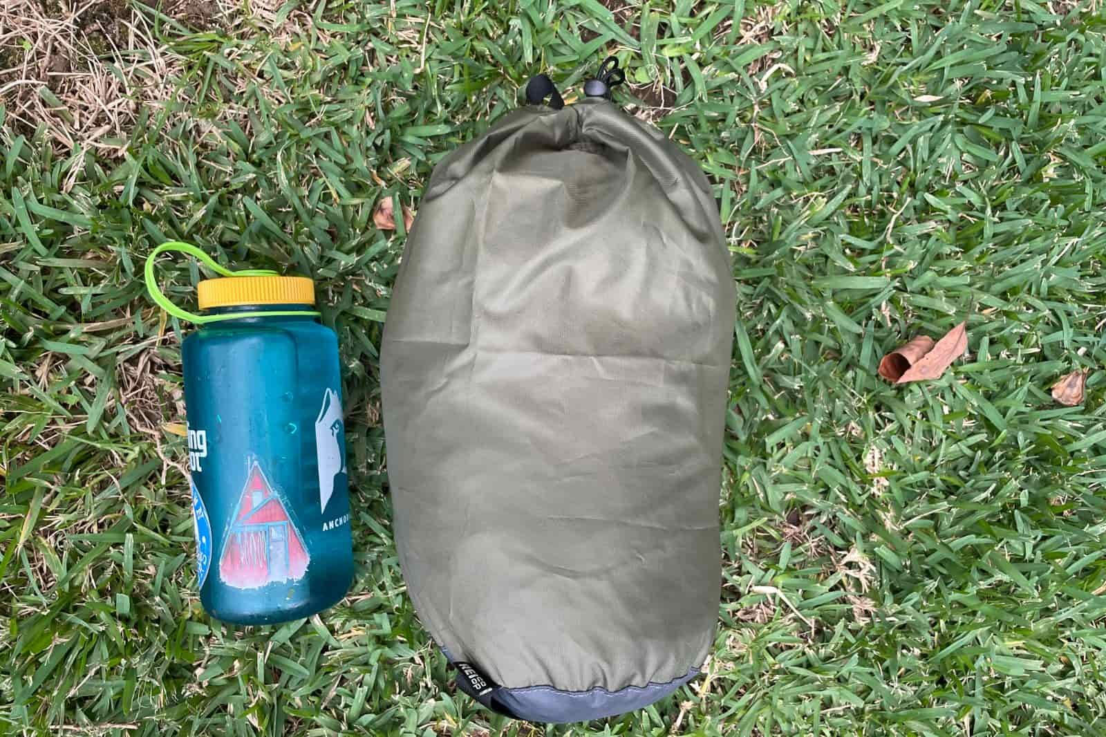 A closeup of a stuff sack