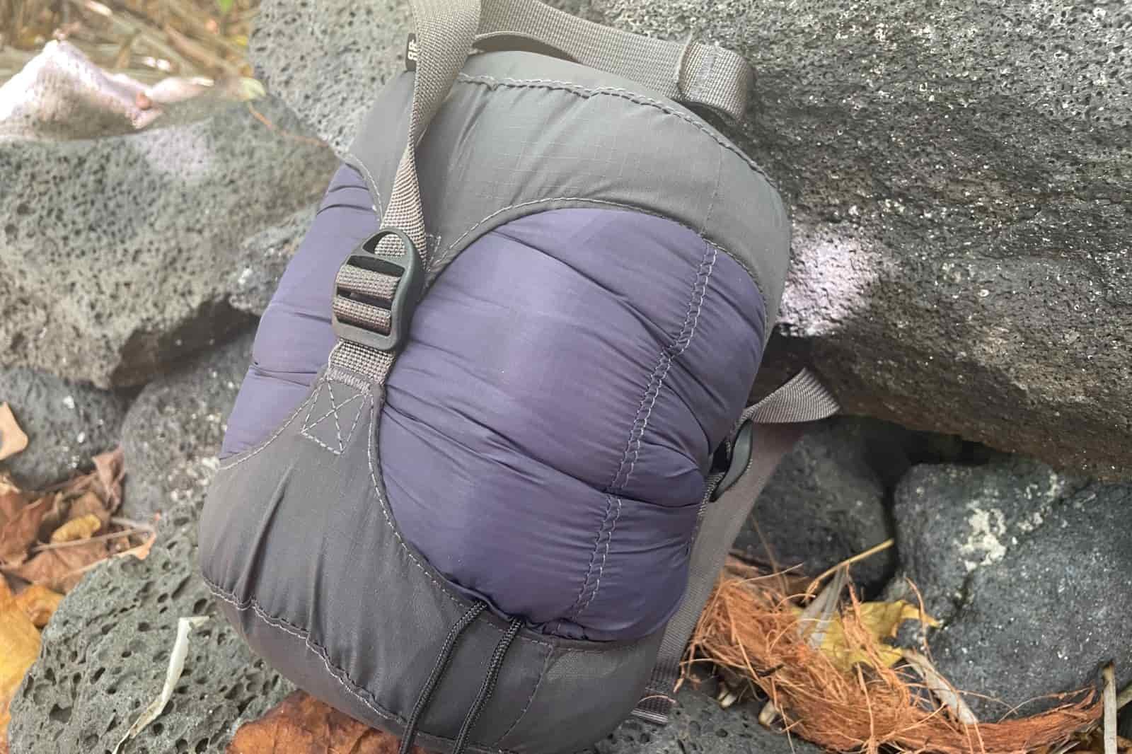 A closeup of a stuff sack