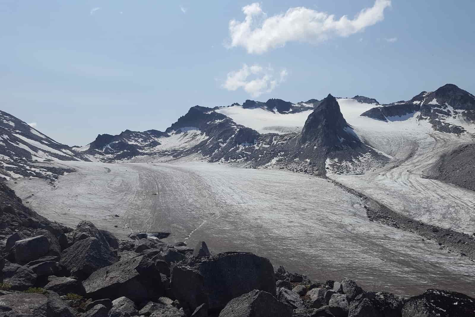 A large glacial view in summer.