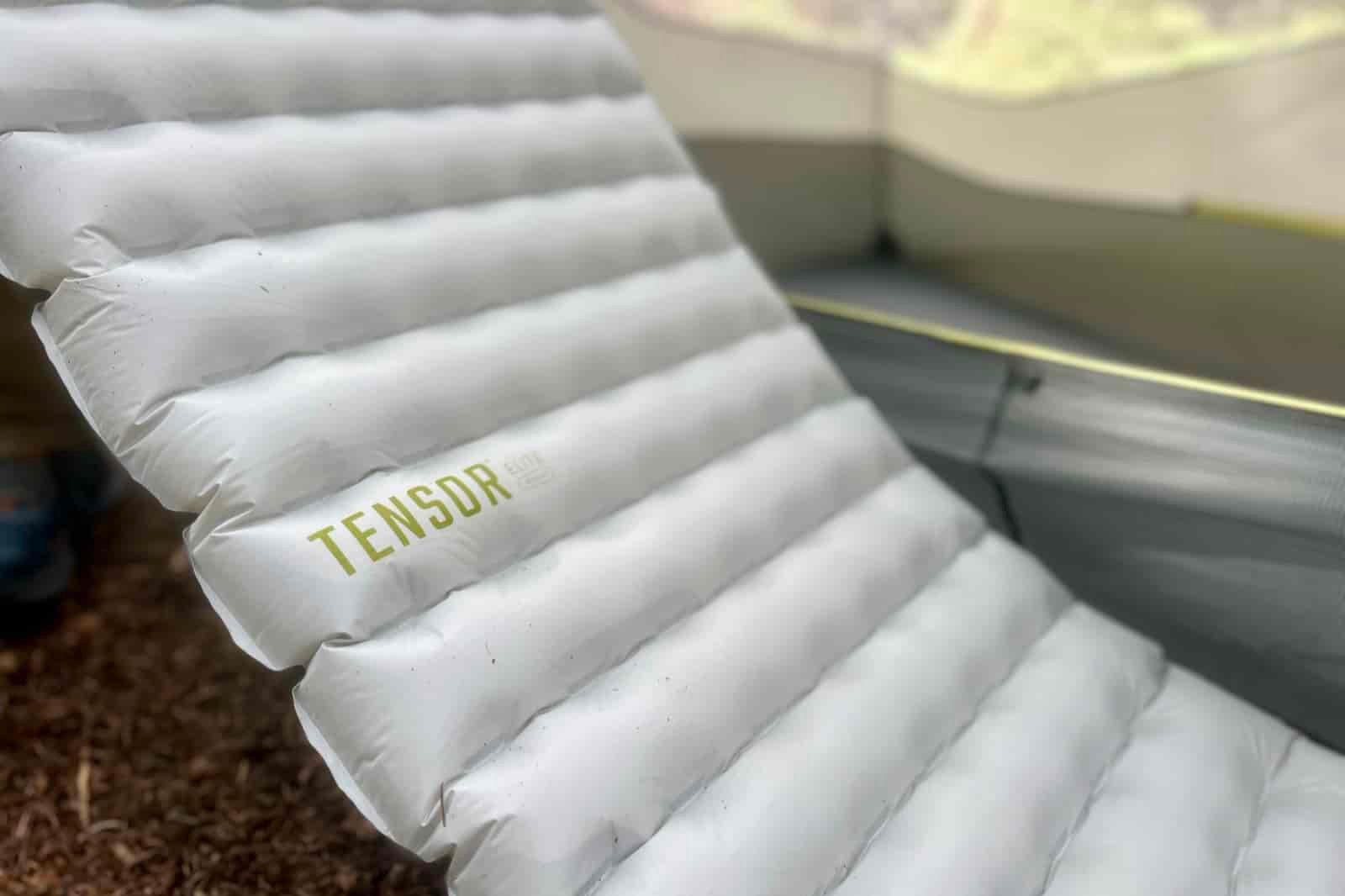 a closeup of a gray sleeping pad