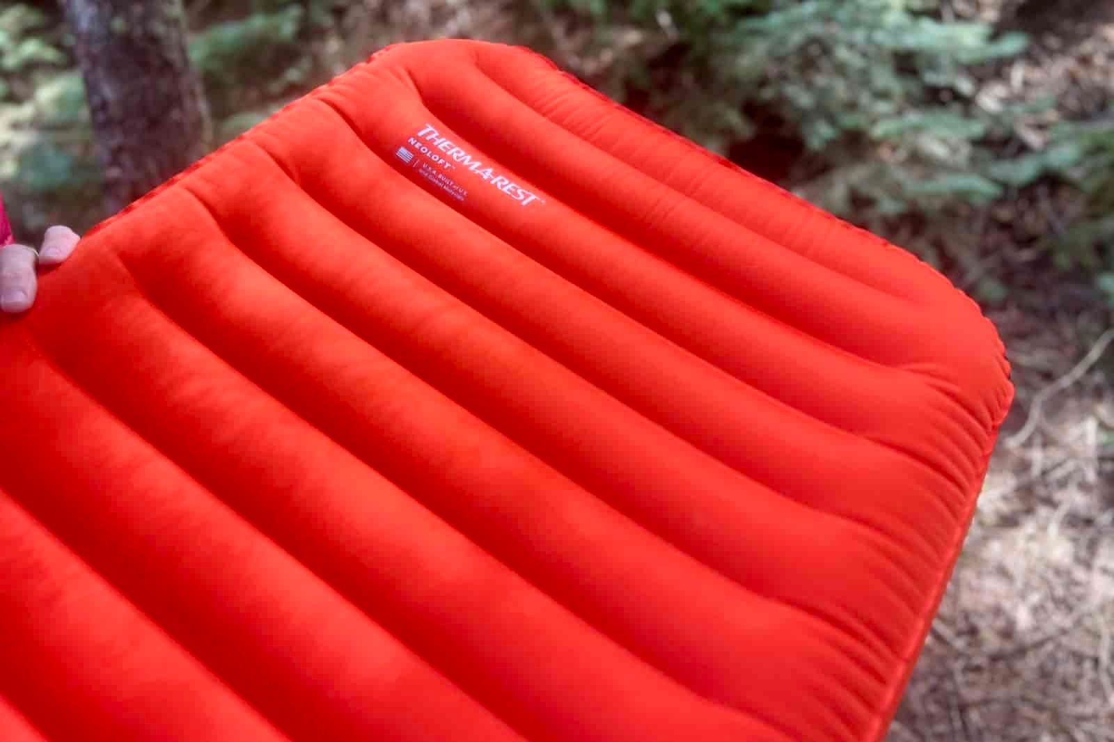 a closeup of the top of a sleeping pad