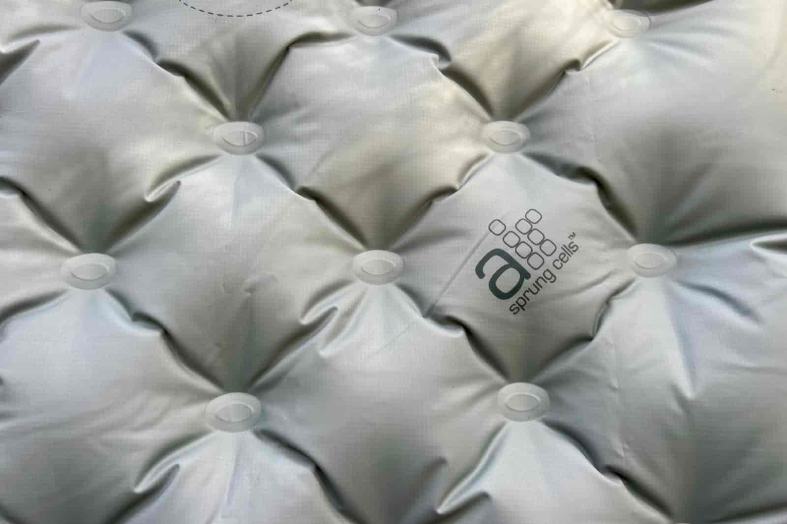 a closeup of a gray sleeping pad