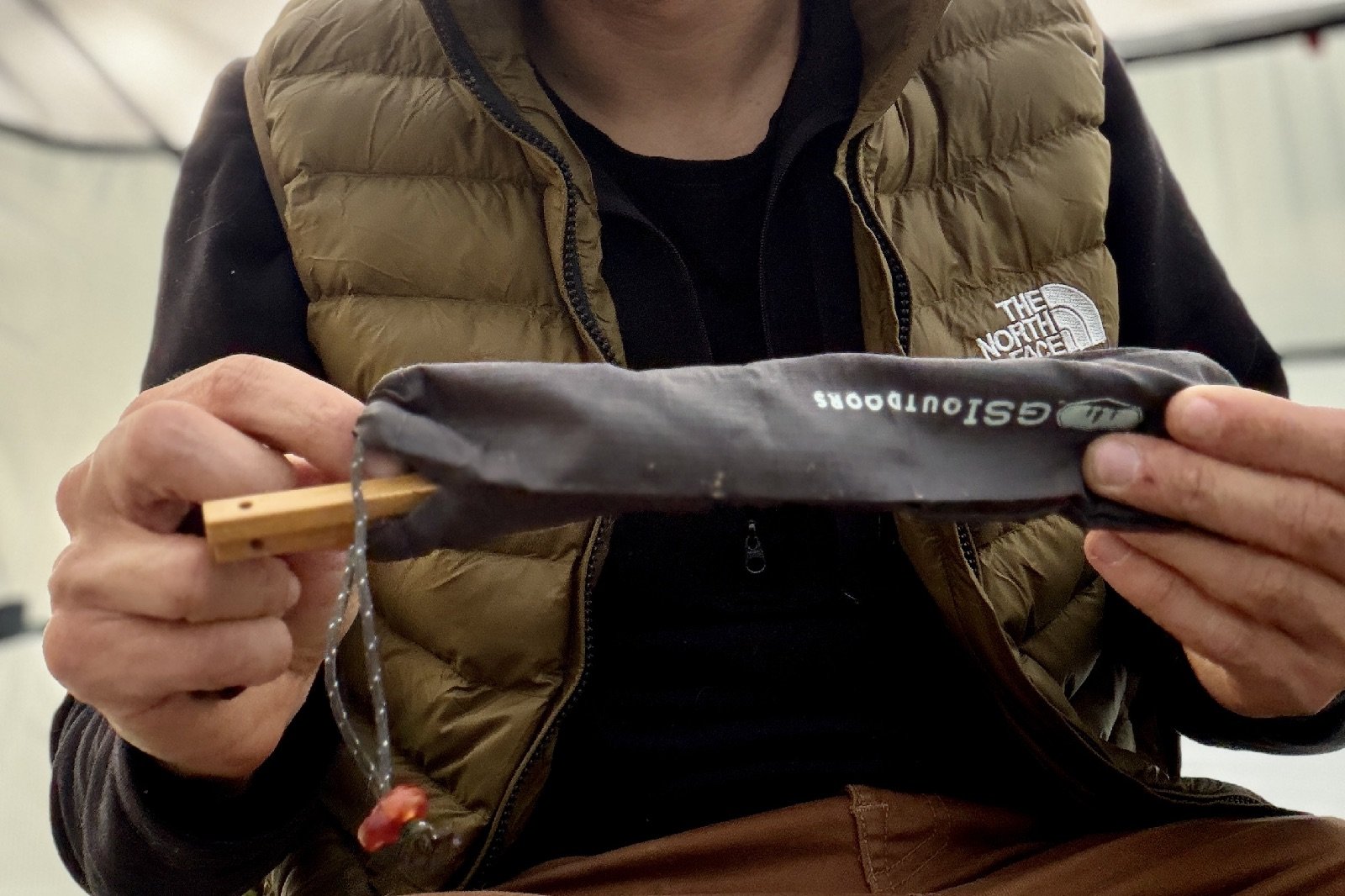 a hiker packs a chopstick spork combo set into its carrying case